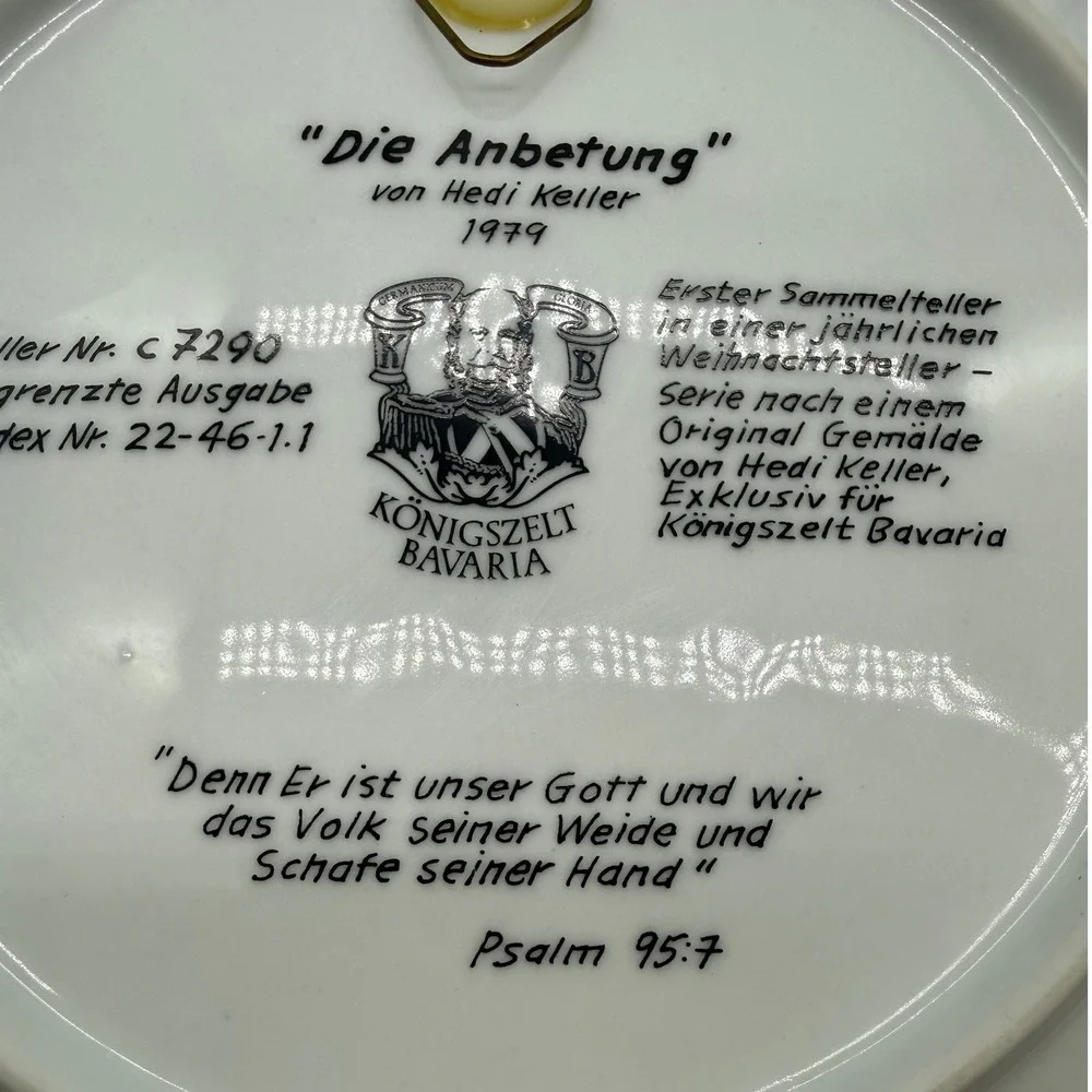 KonigsZelt Bavaria‎ Collector Plate The Adoration 1979 Heidi Keller Limited Ed